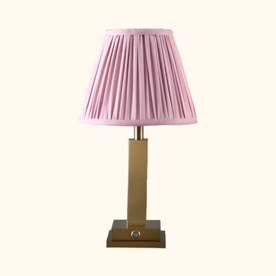 Philia rechargable table lamp with pink lampshade