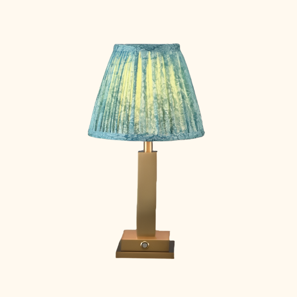 Philia rechargable table lamp with green flowers lampshade