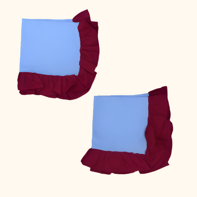 Set of 2 ruffled napkins blue/red