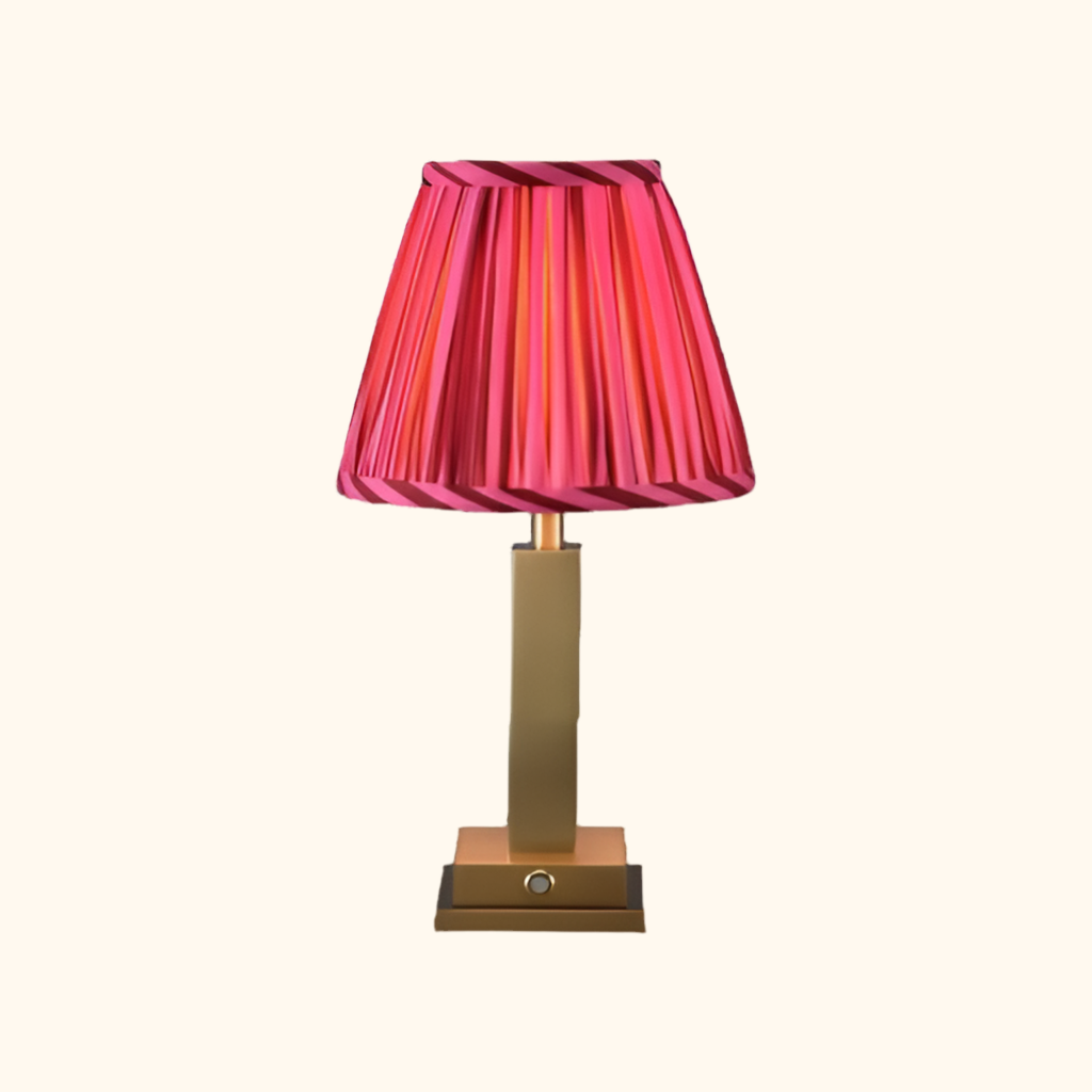 COMING SOON Philia rechargable table lamp striped pink lampshade