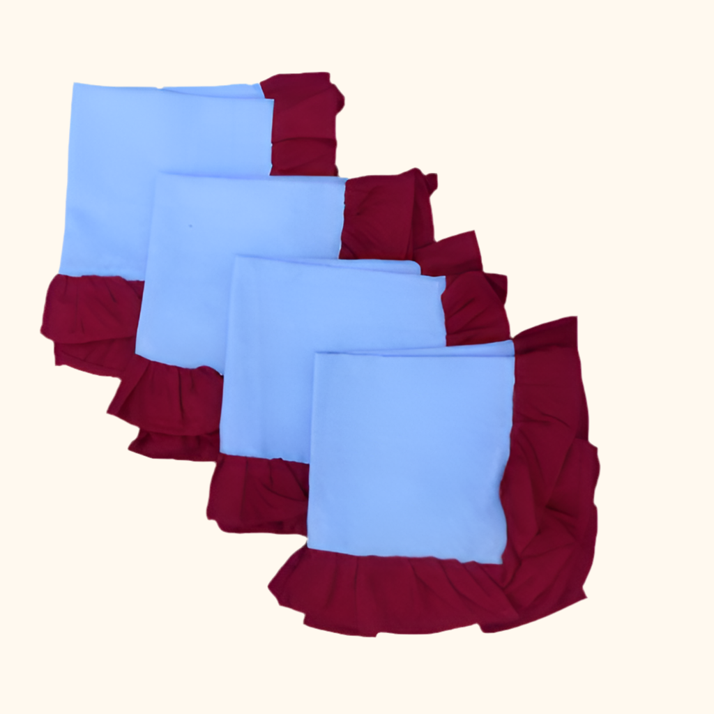 Set of 2 ruffled napkins blue/red