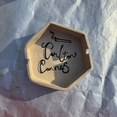 Handmade ceramic Carlton Cannes ashtray