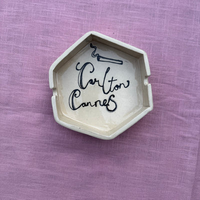 Handmade ceramic Carlton Cannes ashtray