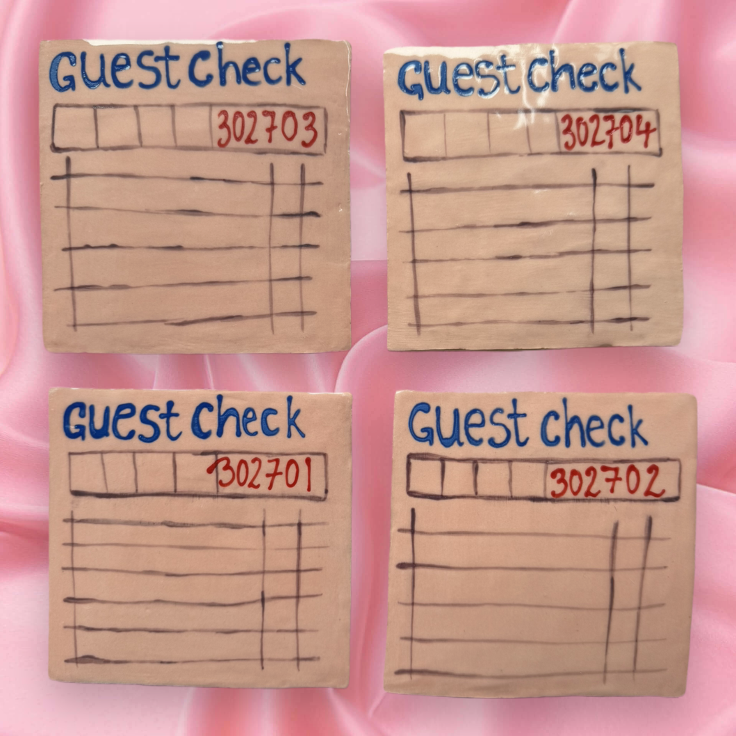 Ceramic guest check coaster