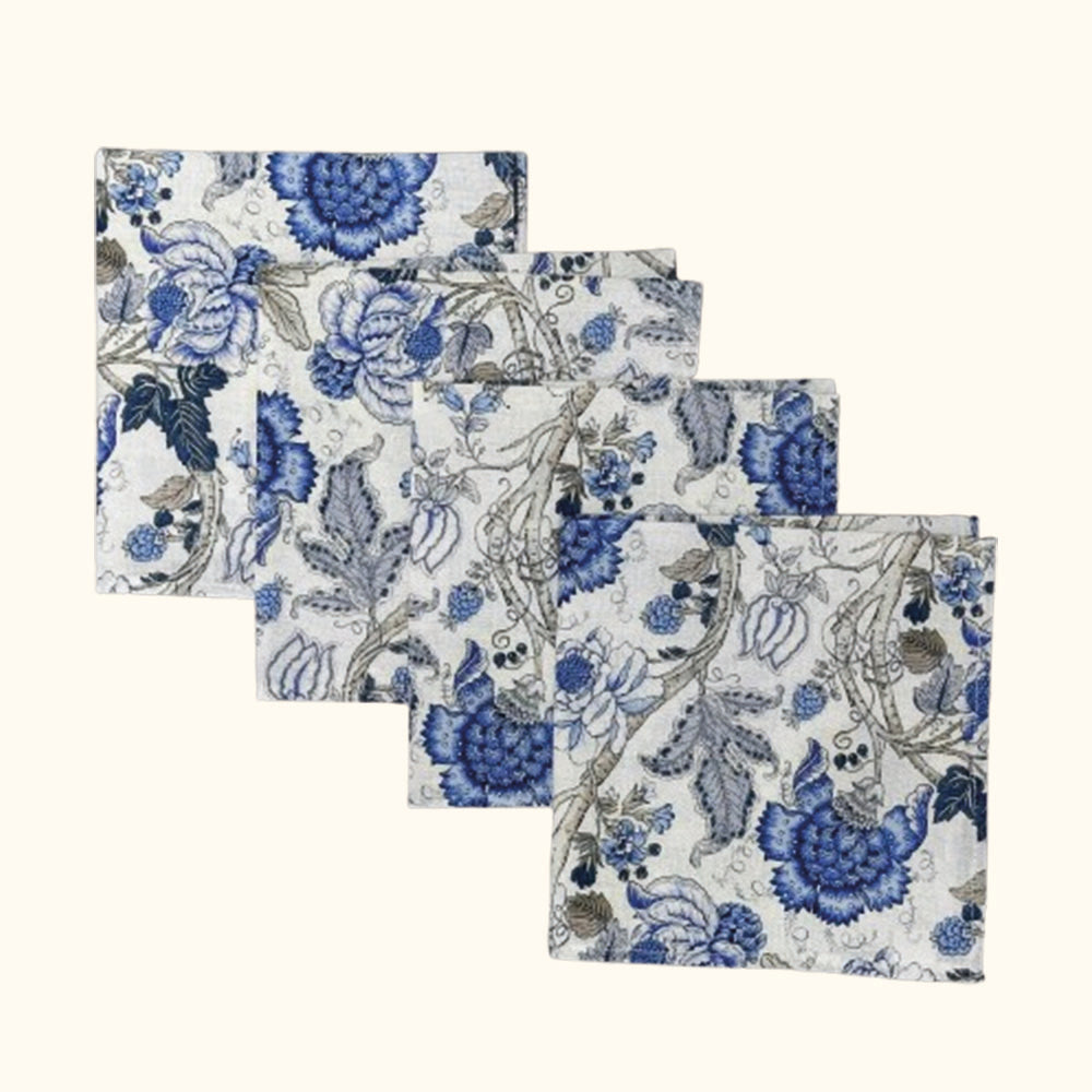 Set of 2 Nina napkins blue flowers